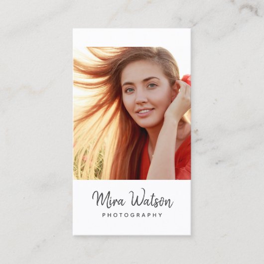Chic Modern Script Typografy Simple Fotograf Visitenkarte (Vorderseite)