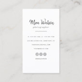 Chic Modern Script Typografy Simple Fotograf Visitenkarte (Rückseite)