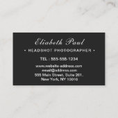 Chic Modern Script Typografy Simple Fotograf Visitenkarte (Rückseite)