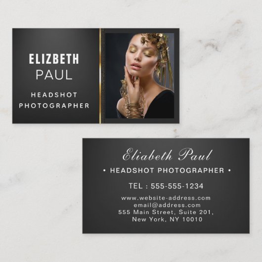 Chic Modern Script Typografy Simple Fotograf Visitenkarte (Vorne/Hinten)