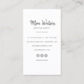 Chic Modern Script Typografy Simple Fotograf Visitenkarte (Rückseite)