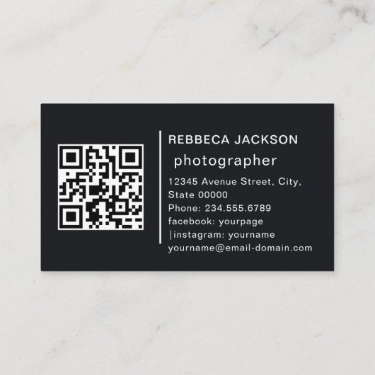 Chic Modern Script Typography Simple Photographer  Visitenkarte (Rückseite)