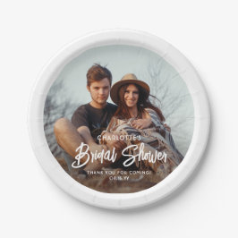 Chic Modern Script und Foto Minimales Brautparty Pappteller