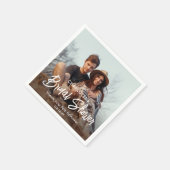 Chic Modern Script und Foto Minimales Brautparty Serviette (Ecke)