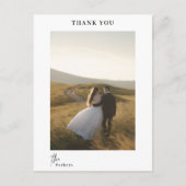 Chic Modern Script Vielen Dank für Ihre Hochzeit Postkarte (Vorderseite)