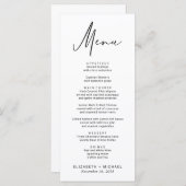 Chic Modern Script Wedding Menükarte (Vorne/Hinten)