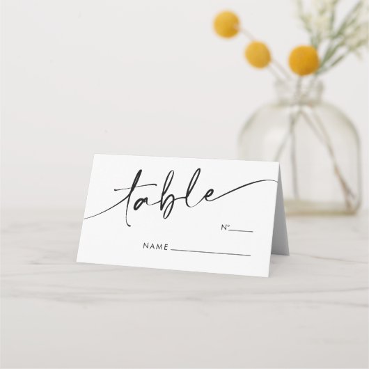 Chic Modern Script Wedding Tischnummer Platzkarte (Vorderseite)