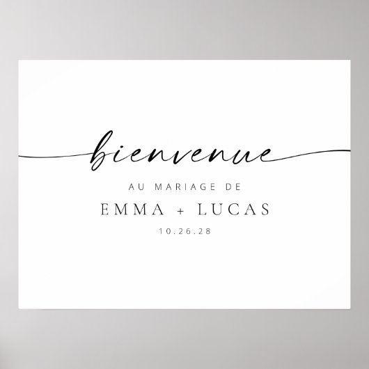 Chic Modern Script Wedding Willkommenszeichen | Fr Poster (Vorne)