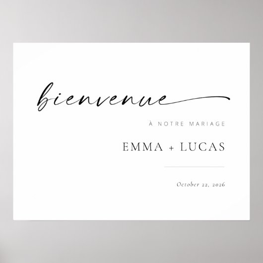 Chic Modern Script Wedding Willkommenszeichen | Fr Poster (Vorne)