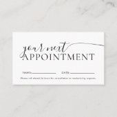 Chic Modern Script White Appointing Card Terminkarte (Vorderseite)