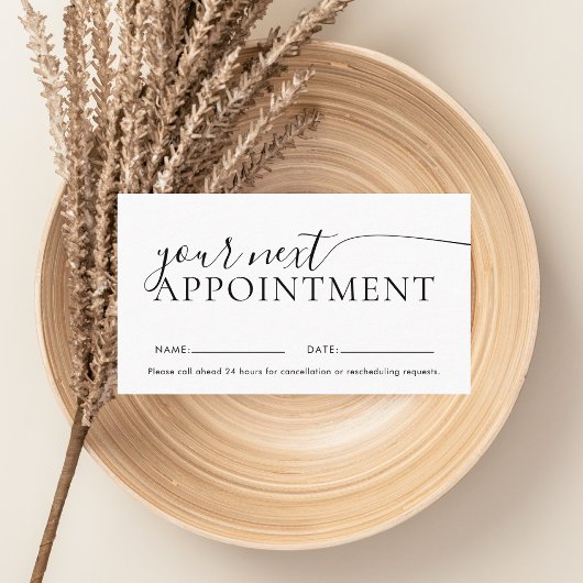 Chic Modern Script White Appointing Card Terminkarte
