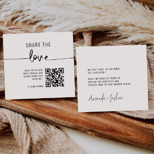 Chic Modern Share the Liebe QR Code Table Cards Mitteilungskarte