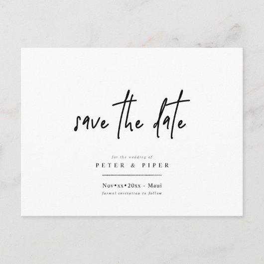 Chic+Modern Signature Script, Save the Date Postkarte (Vorderseite)