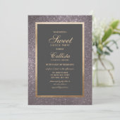 Chic Modern Silver Glitzer dick Border Sweet 16 Einladung (Stehend Vorderseite)