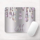 Chic Modern Silver Tropfens Monogram Mousepad (Mit Mouse)