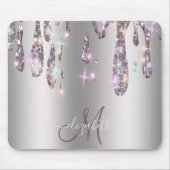 Chic Modern Silver Tropfens Monogram Mousepad (Vorne)