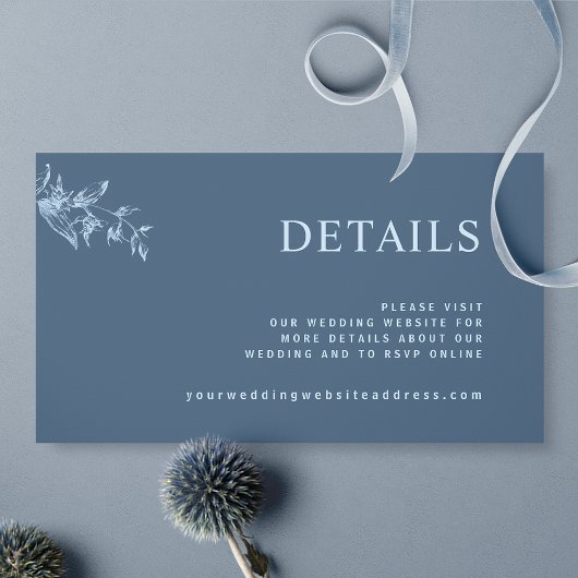 Chic Modern Simple Blue Wedding Website / Details Begleitkarte