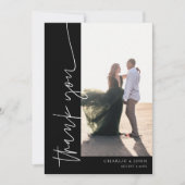 Chic Modern Simple Foto Black and White Wedding Dankeskarte (Vorderseite)