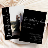 Chic Modern Simple Photo Black and White Wedding Einladung