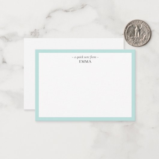 Chic Modern Small "A Quick Note from" Card Mitteilungskarte (Vorderseite/Rückseite Beispiel)