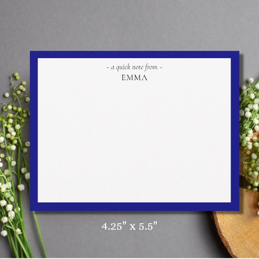 Chic Modern Small Navy Blue Correspondence Mitteilungskarte