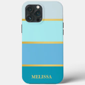 Chic Modern Stripes Gold Name Case-Mate iPhone Hülle (Rückseite)