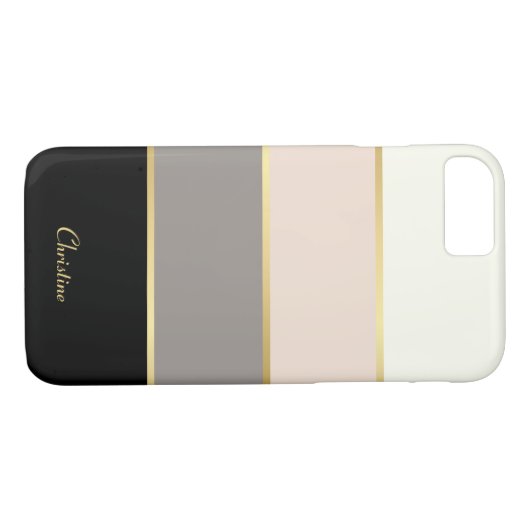 Chic Modern Stripes Muster mit Namen Case-Mate iPhone Hülle (Rückseite (Horizontal))