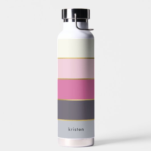 Chic Modern Stripes Personalisiert Trinkflasche (Links)