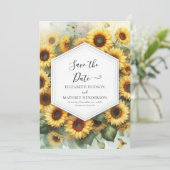 Chic Modern Sunflower Wedding Save The Date (Stehend Vorderseite)
