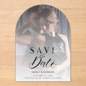 Chic Modern Transparency Wedding Photo Script Acryleinladungen (Vorderseite)