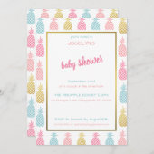 Chic Modern Tropical Pineappy Baby Dusche Einladung (Vorne/Hinten)