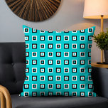 Chic Modern Turquoise Geometric Muster Kissen<br><div class="desc">Dieses stilvolle Design zeichnet sich durch ein modernes geometrisches Muster aus schwarz-weiß Rahmen auf türkisfarbenem Hintergrund aus. #geometric #geometric #square #modern #trendy #trendy #trendy #style #stylish #design #designer #fashion #fashion #modischen #cushion #pillow #throwpillow #Zuhause #decor #homedecor #office #work #school #gips #gips</div>