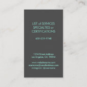 Chic Modern Turquoise Square Monogram Elegant Visitenkarte (Rückseite)