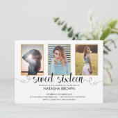 Chic Modern Typografie Sweet 16 Party Foto Einladung (Stehend Vorderseite)
