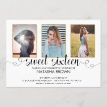 Chic Modern Typografie Sweet 16 Party Foto