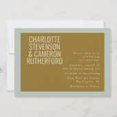 Chic Modern Typografy Blue and Olive Wedding Einladung (Vorderseite)