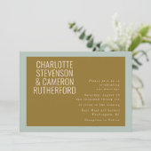 Chic Modern Typografy Blue and Olive Wedding Einladung (Stehend Vorderseite)
