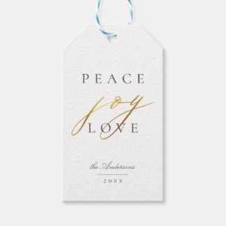 Chic Modern Typografy Peace Joy Liebe Holiday Geschenkanhänger