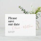Chic Modern Typografy Save the Date (Stehend Vorderseite)