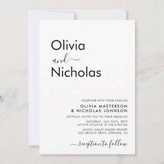 Chic Modern Typografy Script Monogram Wedding Einladung (Vorderseite)