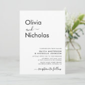 Chic Modern Typografy Script Monogram Wedding Einladung (Stehend Vorderseite)