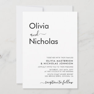 Chic Modern Typografy Script Monogram Wedding Einladung