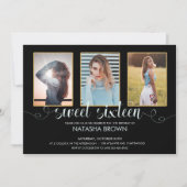 Chic Modern Typografy Sweet 16 Birthday Foto Einladung (Vorderseite)