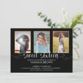 Chic Modern Typografy Sweet 16 Birthday Foto Einladung (Stehend Vorderseite)