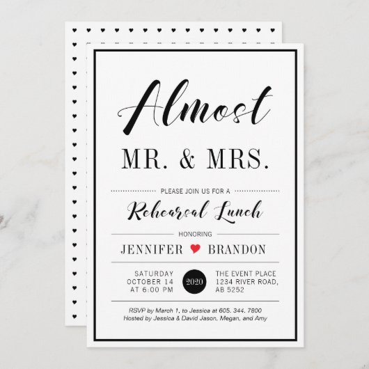 Chic Modern Typografy Wedding Probe Lunch Einladung (Vorne/Hinten)