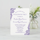 Chic Modern Ultra-Violet Lace Engagement Party Einladung (Stehend Vorderseite)