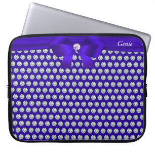 Chic modern und glitzernde Diamanten auf blauem La Laptopschutzhülle