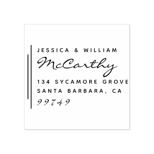 Chic Modern Verheiratete Couple's Names Rücksendea Gummistempel (Prägung)