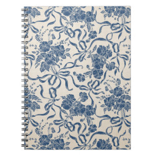 Chic Modern Vintag Ivory Navy Blue Floral Muster Notizblock