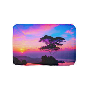 Chic Modern Viviane Pink Blue Yellow Gold Sunset Badematte
